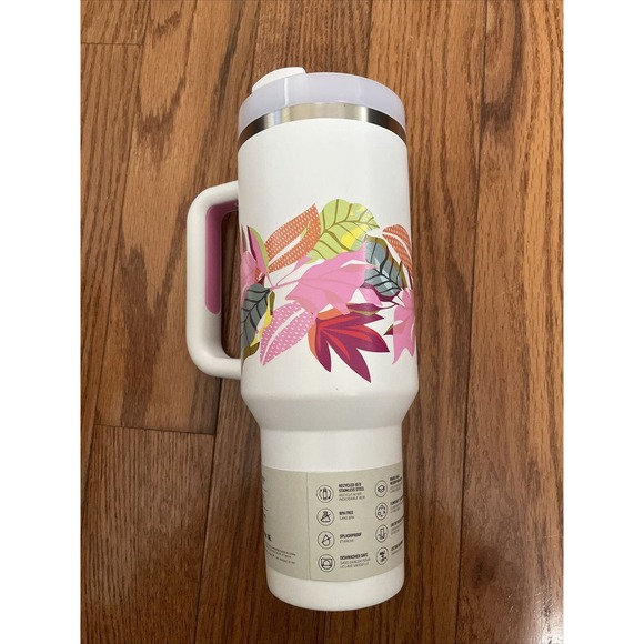 Stanley White and Pink Floral Quencher H2.0 Tumbler 40 oz - Picture 3 of 11